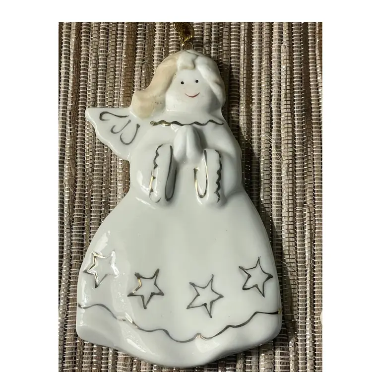 Vintage Angel Ornaments (2) White & Gold
