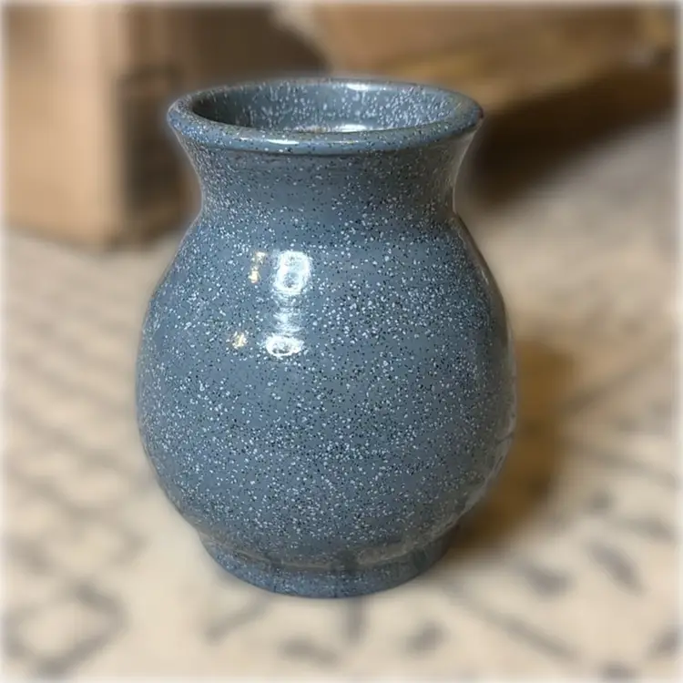 1992 Hand-Signed JA Blue-Glazed Studio Pottery Redware Vase
