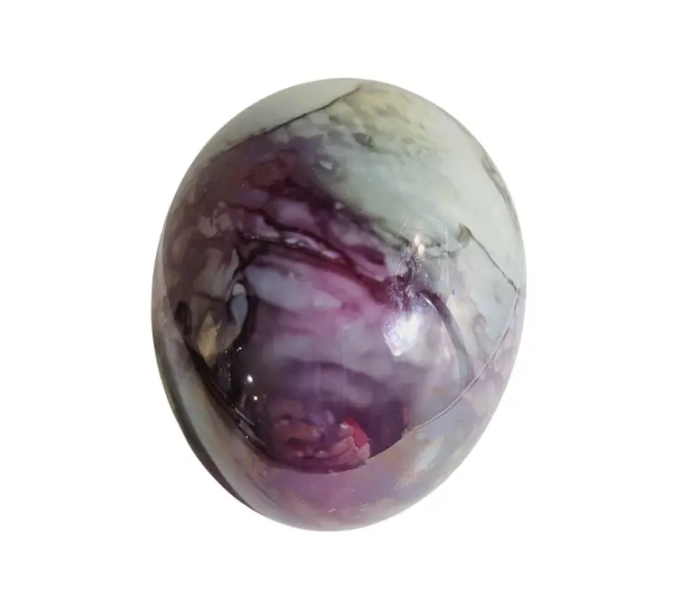 Signed Porcelain Egg Horsehair Studio Pottery Marbleized Coloring Georgia Norris