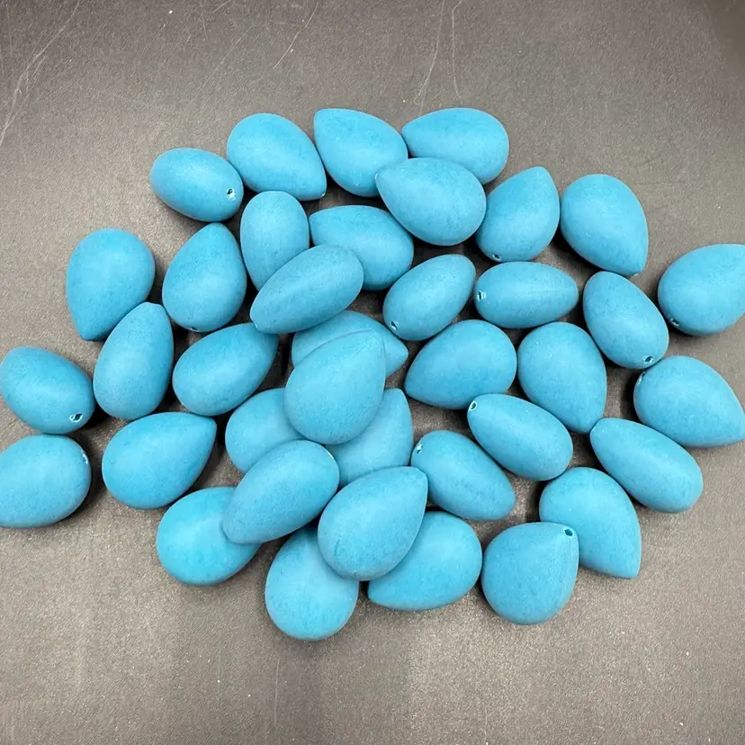 38 Piece Matte Turquoise Blue Teardrop Beads 1”