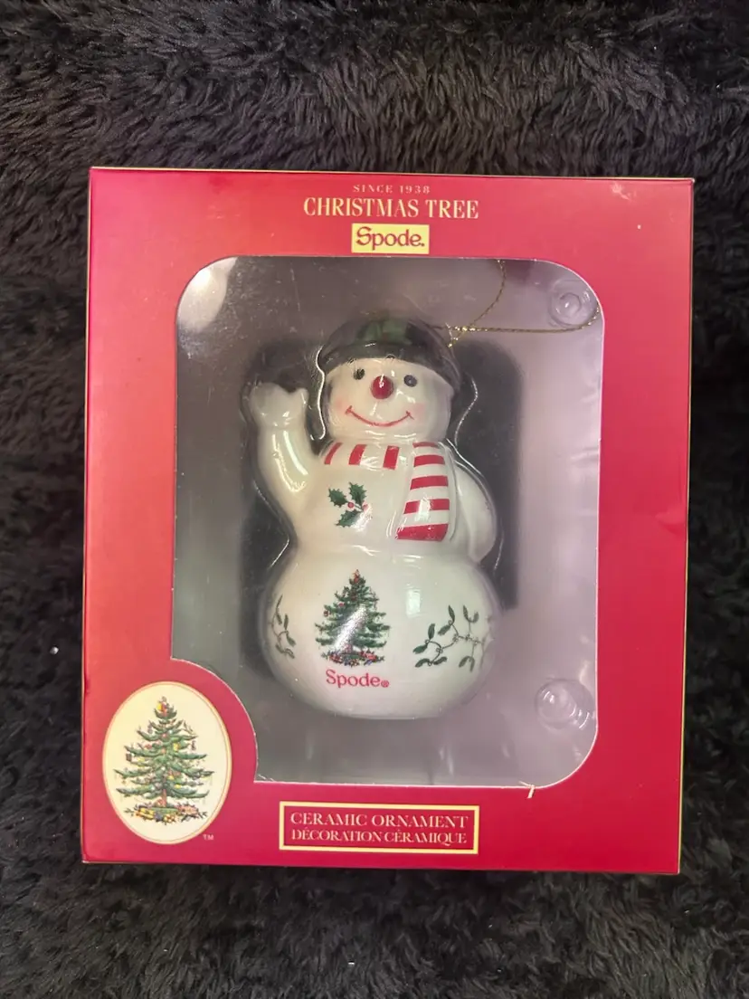 New Spode Christmas Tree Ceramic Snowman Ornament