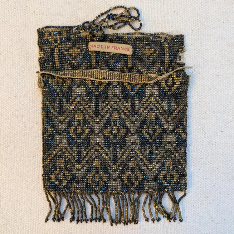 Antique French Steel Beaded Flapper Purse - Damaged - AS IS