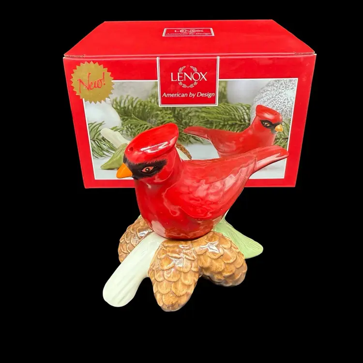 Lenox Winter Greetings Cardinal Salt & Pepper Shaker Set American By Design Bird