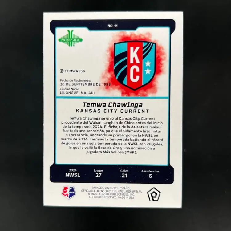 Temwa Chawinga 2025 Parkside En Espanol Red Border /25  Soccer Card