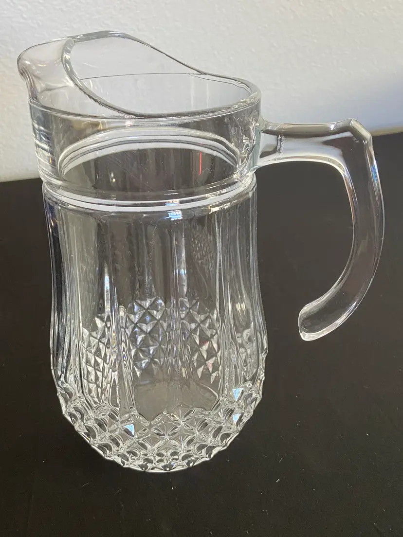 Cristal D'Arqques Longchamp Crystal Glass Pitcher w/ Diamond Pattern, 9.5"