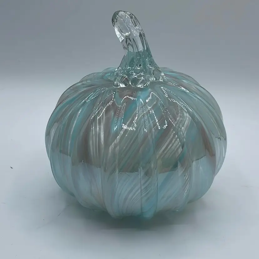 Iridescent Blown Glass Pumpkin 7” X 6”