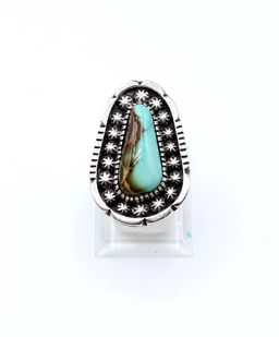 Lorenzo Juan Navajo sterling silver Royston turquoise size 7 ring 18.96g