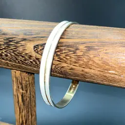 Monet Ivory Enamel Bangle Bracelet 7 3/4”