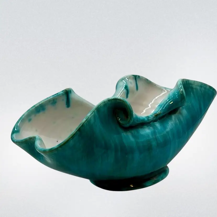 Mid Century Vase MN Co Italy Turquoise Drip Glaze | 8"