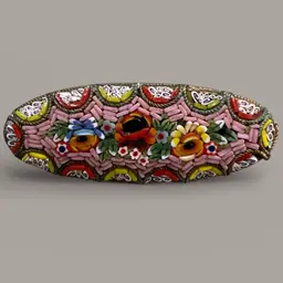 Vintage Pink Micro Mosaic Brooch 2”