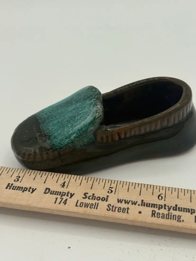 Signed Drop Glaze Pottery Shoe