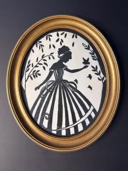 Vintage Victorian Silhouette Wall Art | Oval Gold Frame Lady Cameo Portrait | Cottagecore Grandmillennial Decor