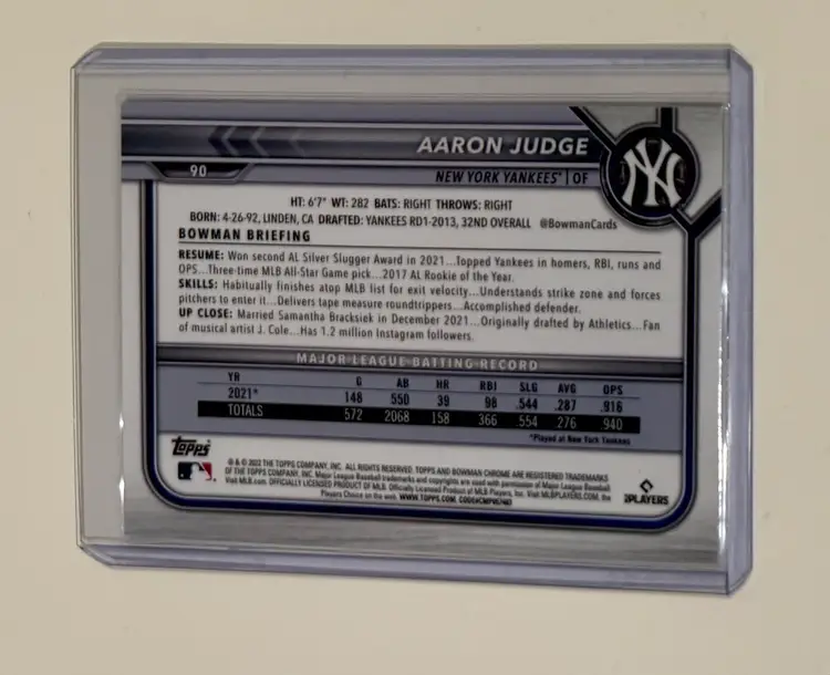 Aaron Judge Bowman Chrome Sapphire New York Yankees