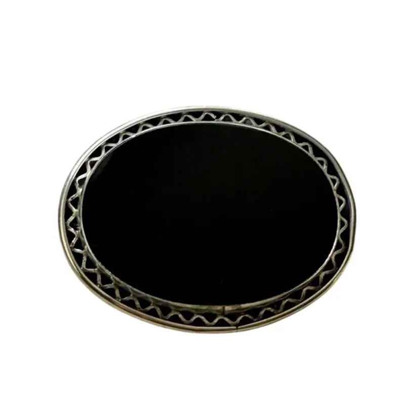 Vintage Art Deco Sterling Silver & Black Onyx Brooch /Pendant 1.61”, 13.9g Tested