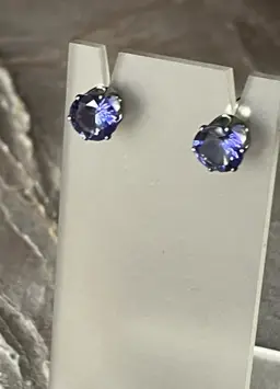 Iolite Stainless Steel Hypoallergenic Post stud Earrings
