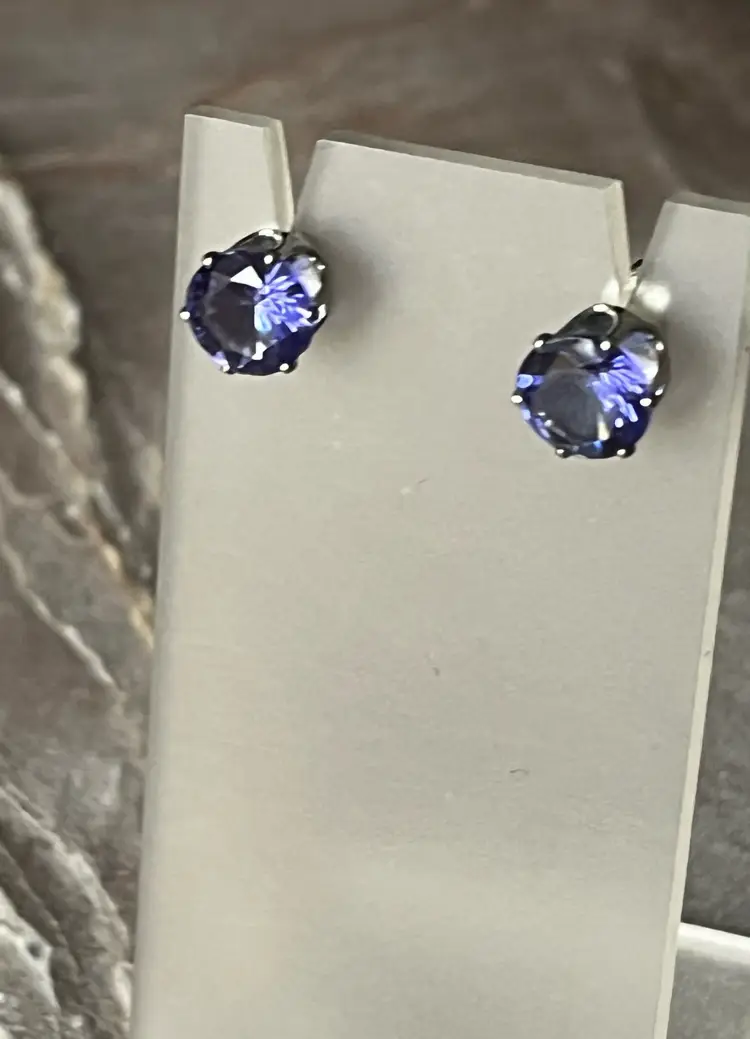 Iolite Stainless Steel Hypoallergenic Post stud Earrings