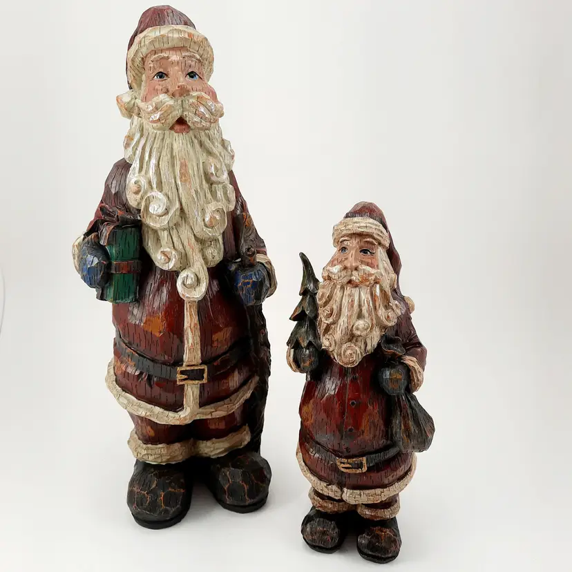 Old World Rustic Santa St. Nicholas Figurines Set Of 2