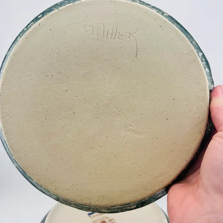 Signed Vintage G Miller Cookies For Santa Pottery Plate 8.25”