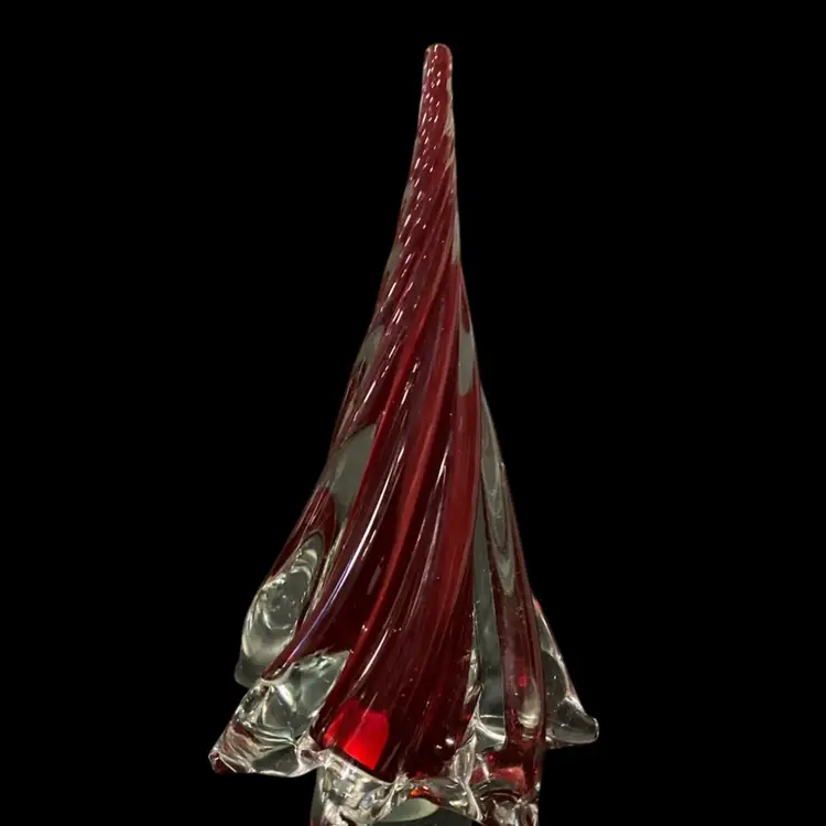 Red/Clear Murano Glass Christmas Fir Tree