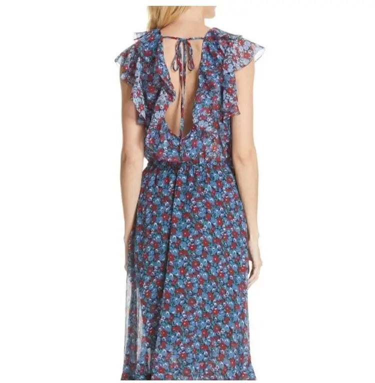 NWT ROBERT RODRIGUEZ Juliette Floral Print Open Back Midi Dress Size 6