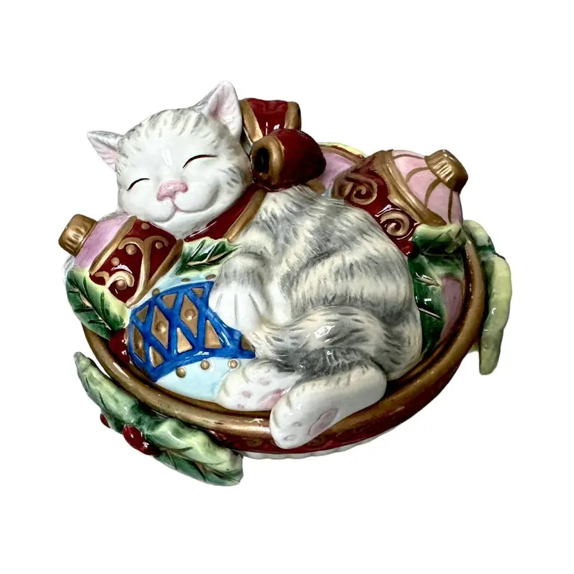 Fitz and Floyd KRISTMAS KITTY Lidded Box