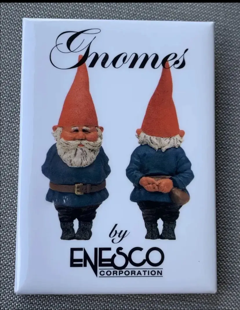 1993 Gnomes By Enesco 3.5” Pinback Button Klaus Wickl