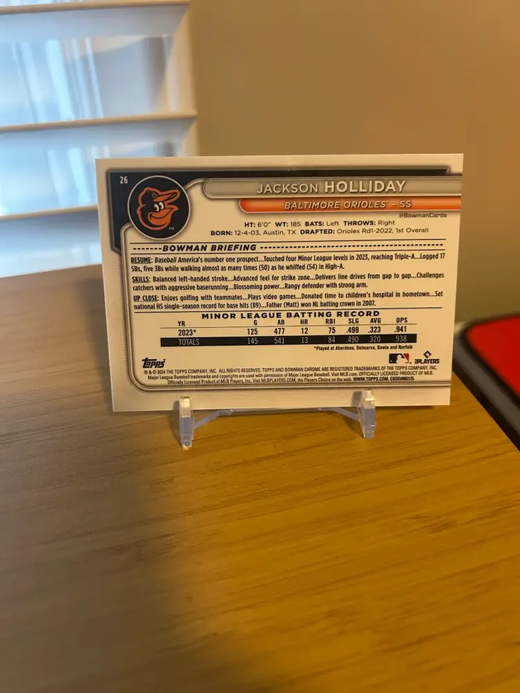 2024 Bowman Chrome Jackson Holliday Rookie SP Image Variation Card No. 26