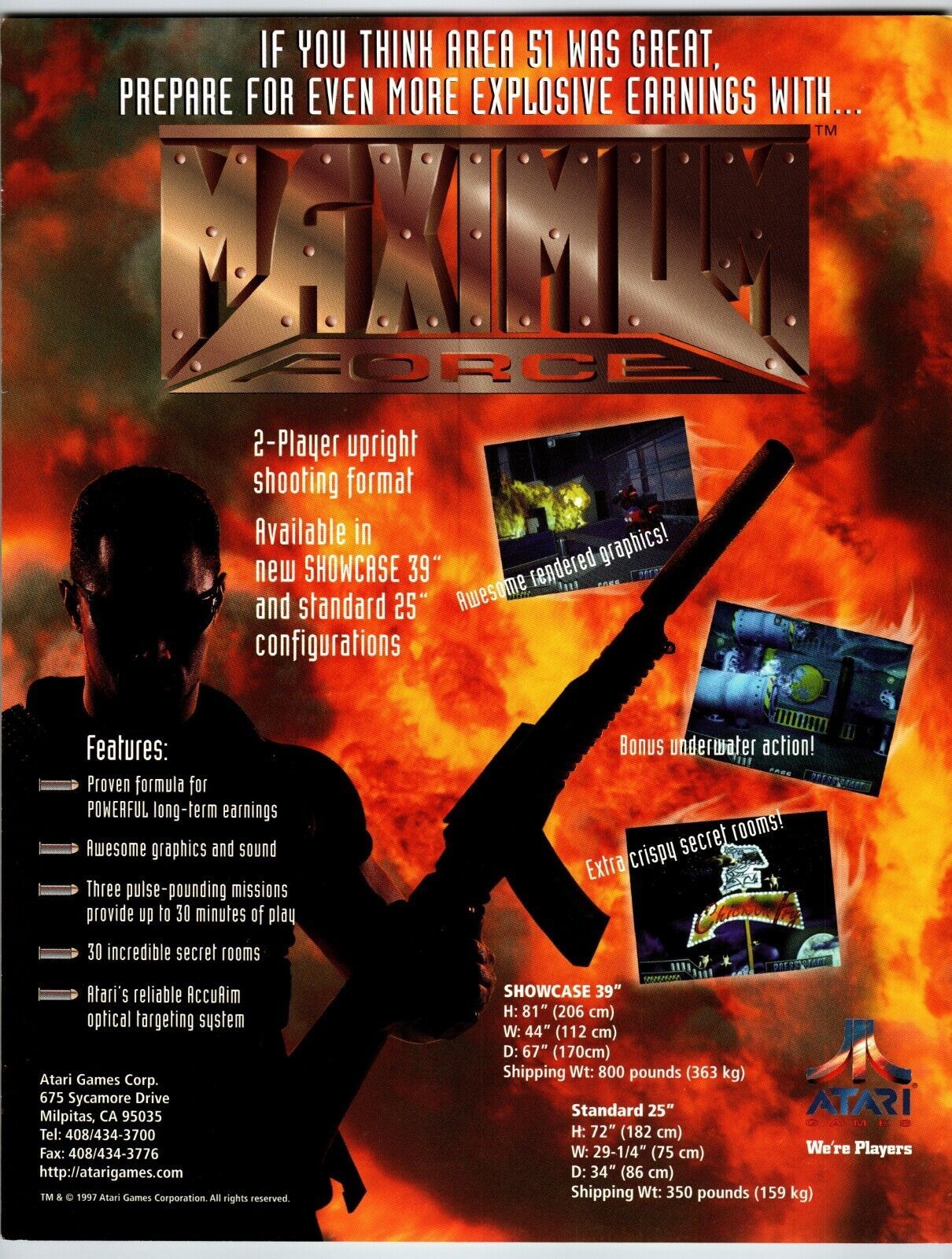 Maximum Force Arcade Game FLYER Original 1997 Video Game Art