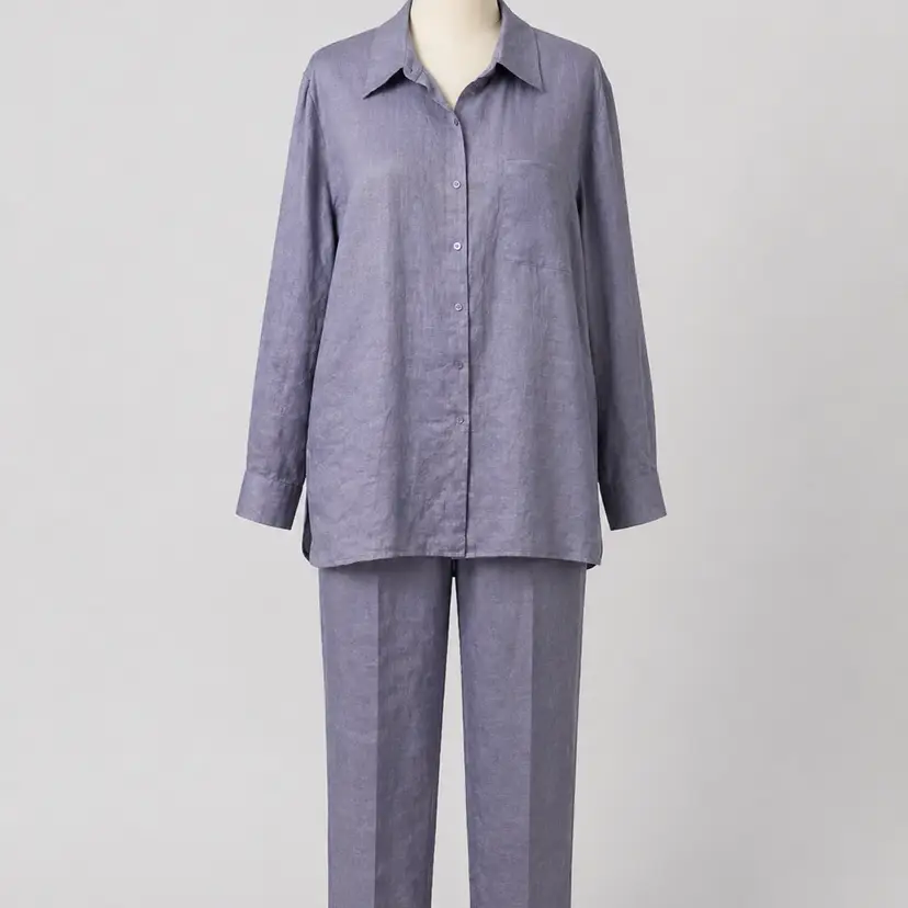 Vintage Tall Woman’s Size L 100% Linen Two-Piece Set Minimalist Matching Outfit
