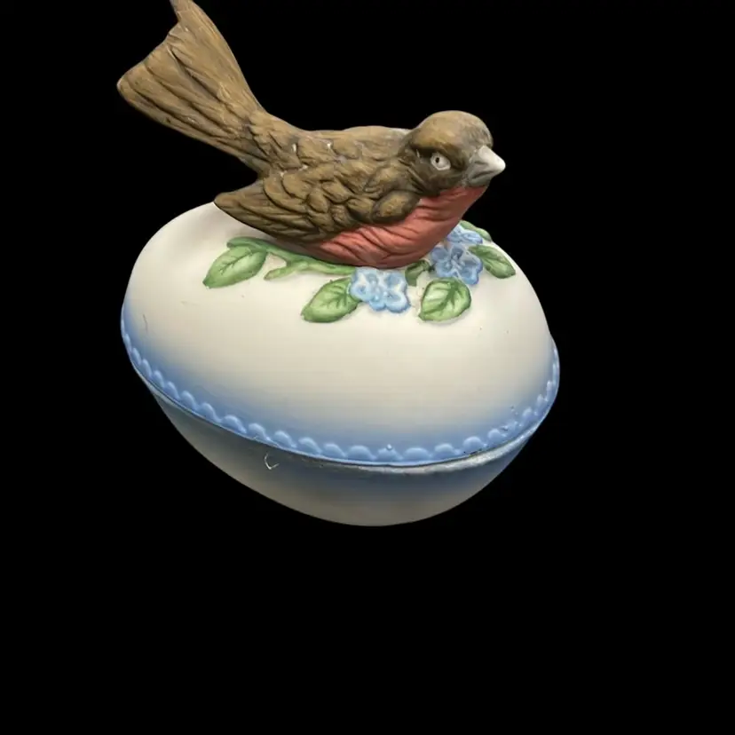 Vintage Bisque Egg Trinket Box