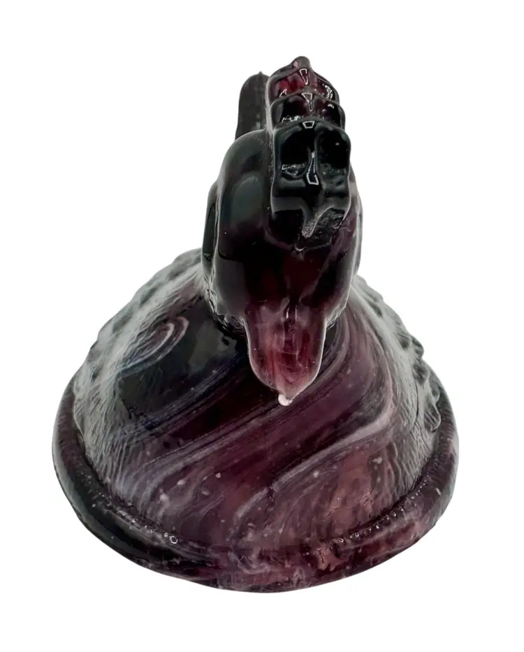Vintage Amethyst Slag Glass Hen on Nest Purple White Chicken 3.5” Lid Top Only