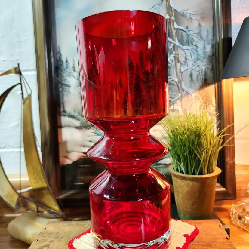 Tamara Aladin Riihimaen Lasi Oy Art Glass Vase Made In Finland