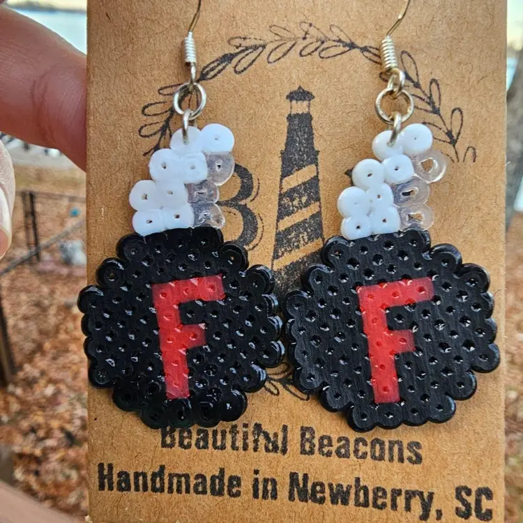 Handmade Mini Perler F Bomb Beautiful Beacon 925 Silver Earrings