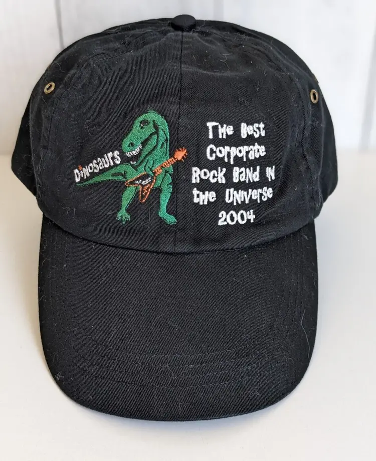 Dinosaurs Best Corporate Rock Band 2004 Syracuse NY Black Cap Hat Anvil AA90