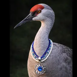 Handmade Triple Strand Bead Necklace Blue Glass Faux Pearl Pendant Statement