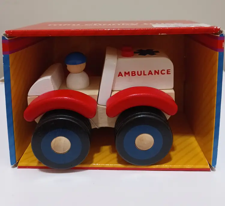 NIB F.A.O. Schwartz Mini Wood Chunky Ambulance