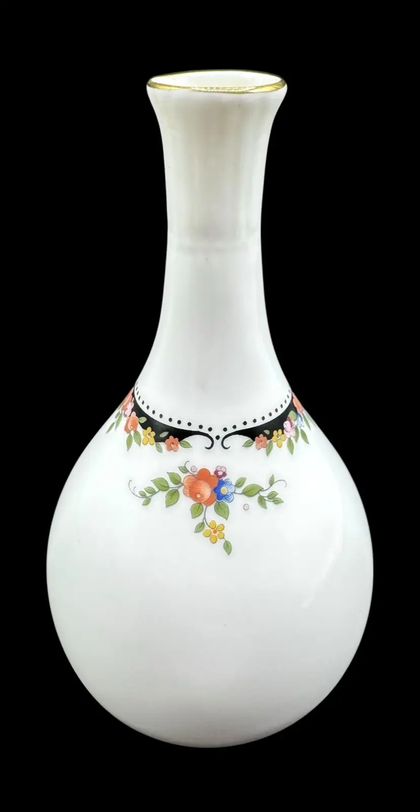 Vintage Wedgwood Osborne Bone China Bud Vase White Floral Gold Rim England 5.25"