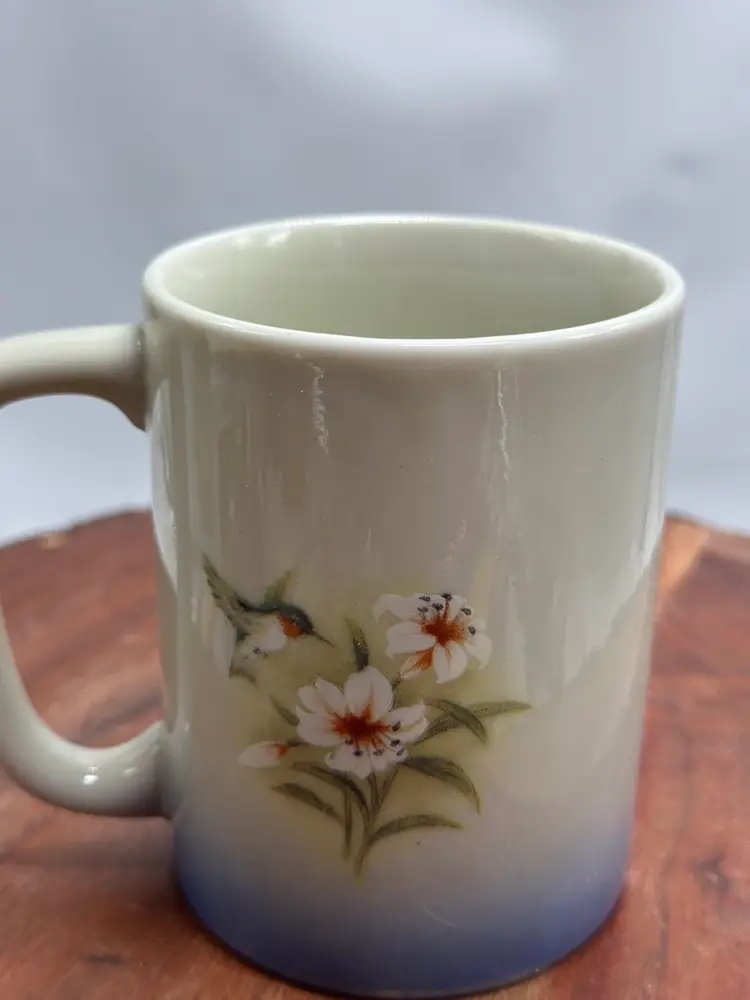 Vintage Otagiri Hummingbird Floral Coffee Cup Mug Made In Japan