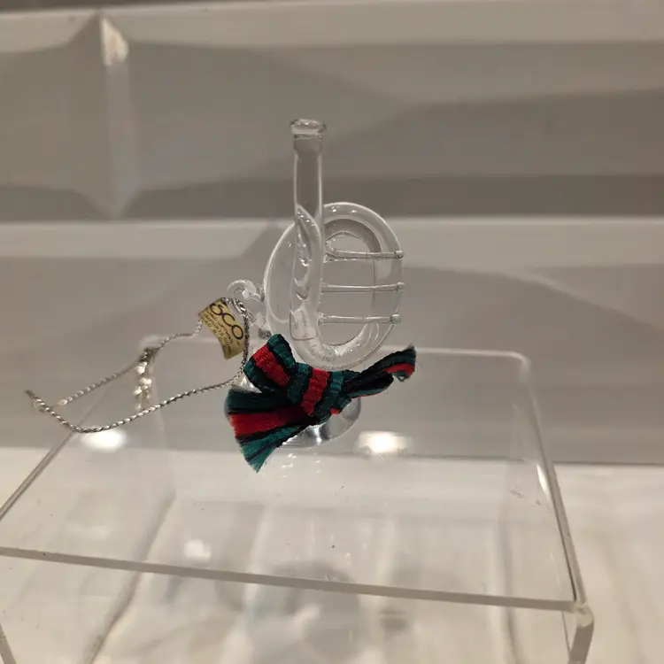 Vintage Enesco 1983 Glass Christmas Tree Ornaments Set Of 3 Musical Instruments