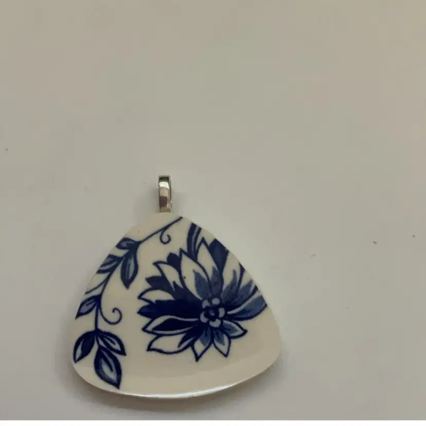 Broken Saucer Pendant Blue/white Made By Me