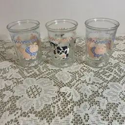 Jelly Jar Glasses 2 Pigs 1 Cow
