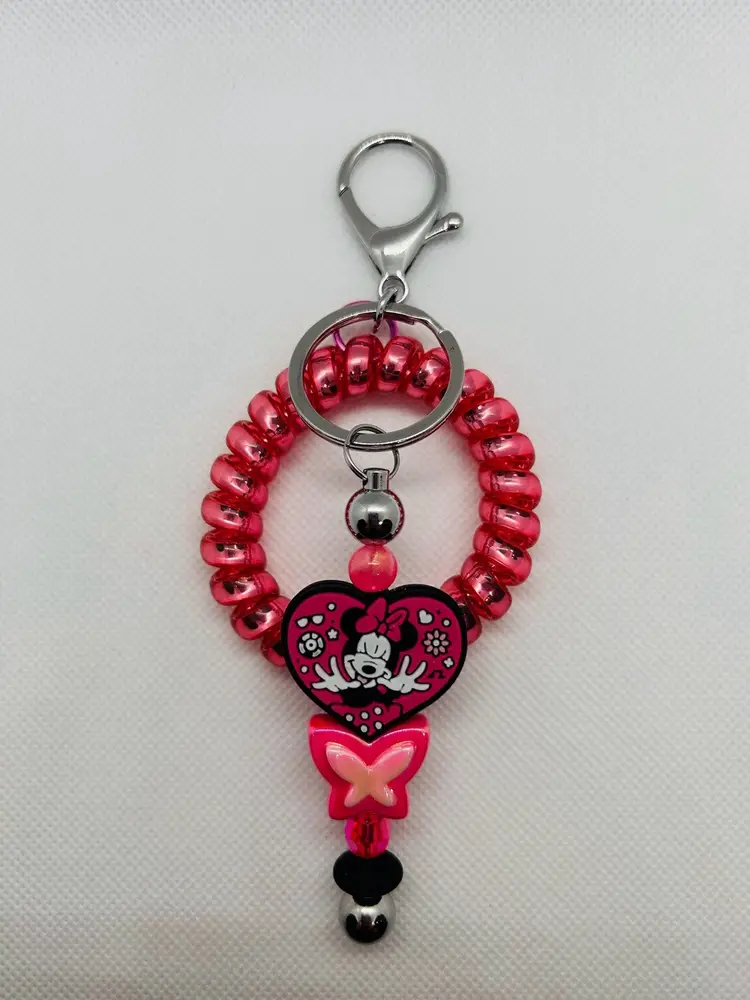 Disney Minnie Mouse Beaded Bag Charm Keychain