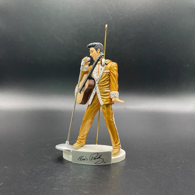 Elvis Presley Hanging Ornament Gold Rhinestone Suit Guitar Vintage USPTO