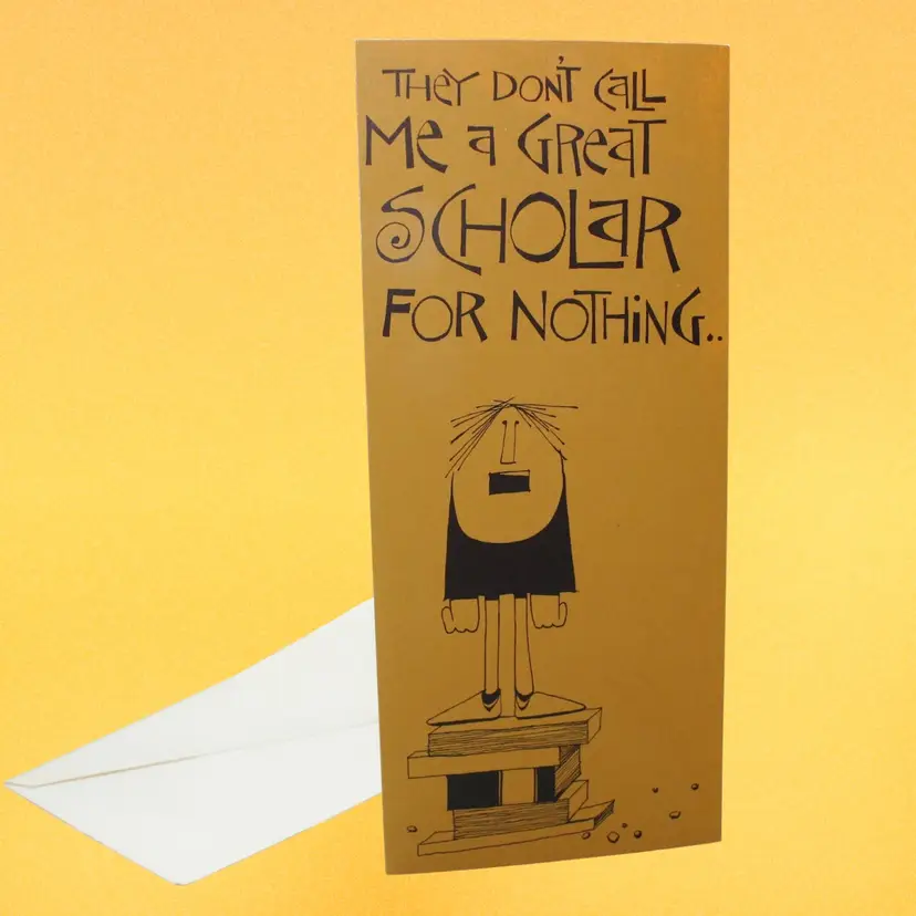 Vintage 1960s Hallmark Great Scholar Graduate Graduation Card Funny Humor, Unused w/ Envelope