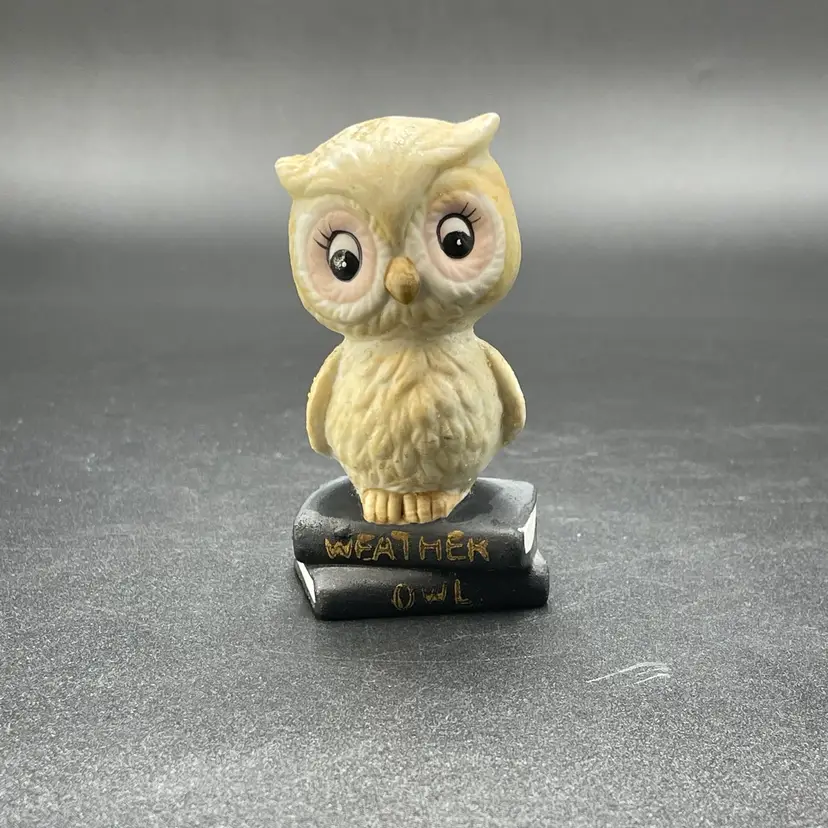 JSNY Ceramic Weather Owl Bird Kitsch Kitschy Figurine