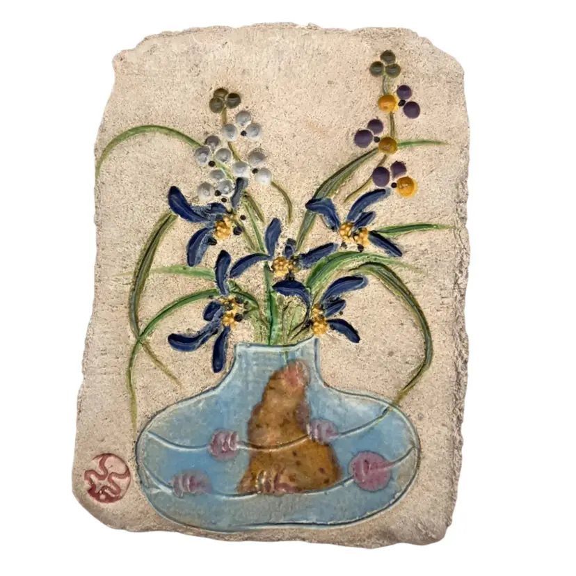 BIN - Mad Monk Art CC Lee Ceramic Floral Wall Tile