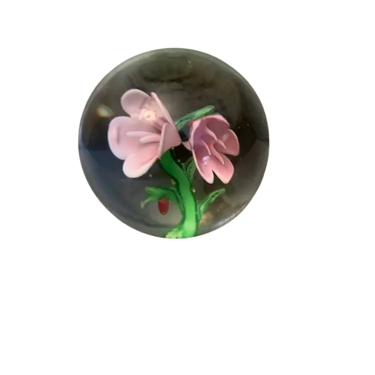Art Glass Pink Corcus Paperweight 3 Inches