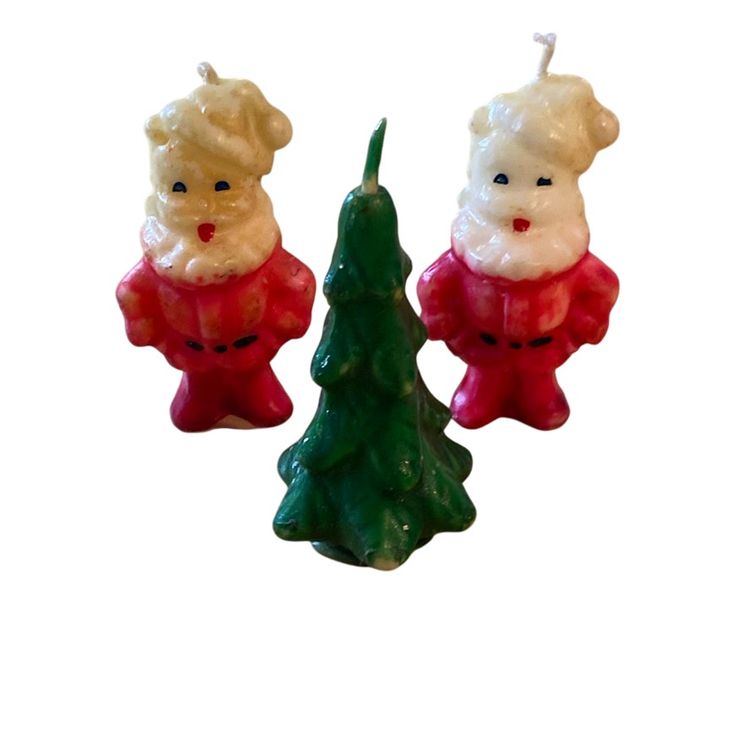 Vintage Santa And Christmas Tree Candles Choice