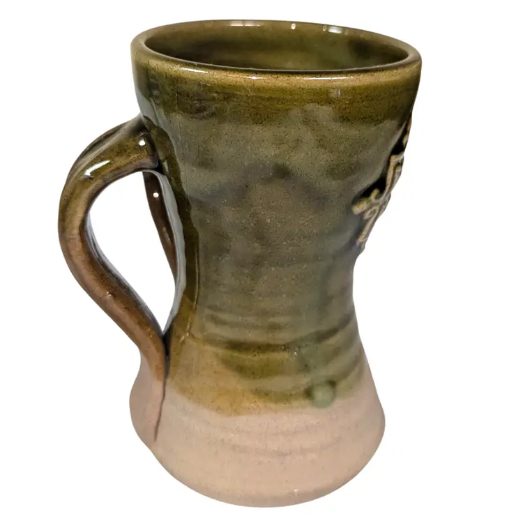 Elizabethan Rooms RHER Studio Art Pottery Double Handle Green Mug