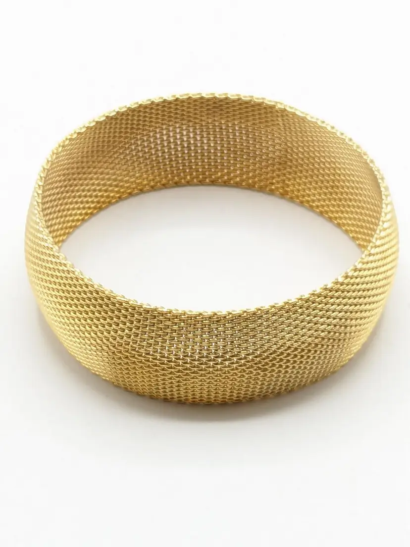 Gold Tone Mesh Bangle Bracelet Large